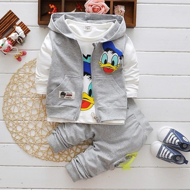 Boys Clothes Suits Cartoon Donald Duck Baby Kids Boys Outerwear Hoodie Jacket Baby Sport Boys Clothing Sets Suits