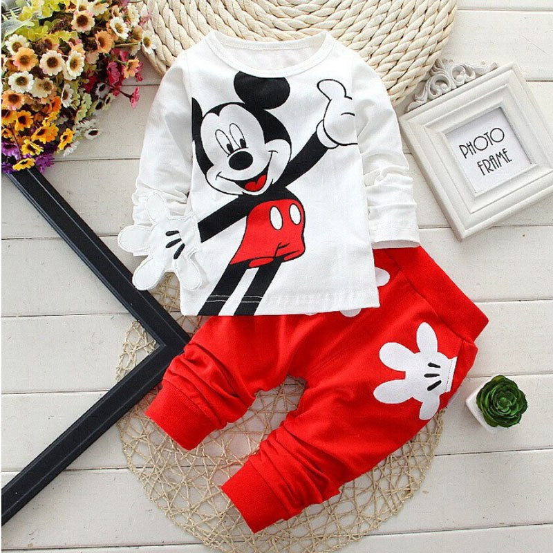 Baby Boys Clothes Spring Autumn Cartoon Leisure Long Sleeved T-shirts + Pants Newborn Baby Girl Clothes Kids Bebes Suits