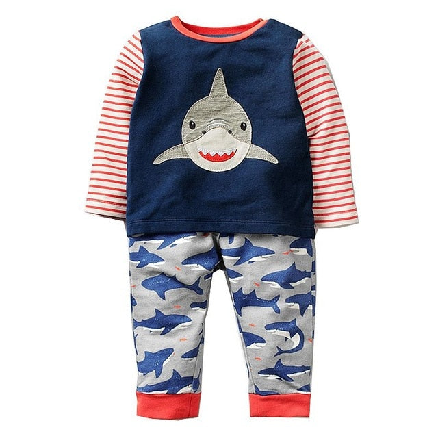 Boys Set with Animal Applique Sweatshirt+Pants Autumn Winter Children Clothing Sets Kids Back to School Outfit Baby Boys Clothes