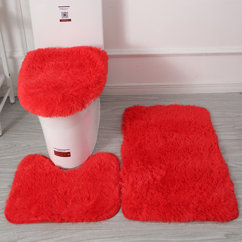 Modern Minimalist Style Solid Color Toilet Bath Bathroom Three-Piece Combination Home Bathroom Floor Mat