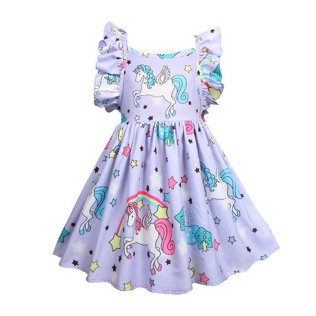 Little Pony Uncorn Rainbow Dress Girls Dresses For Party Wedding Backless Mermaid Dress For Kids Clothes Unicornio Party Dresses