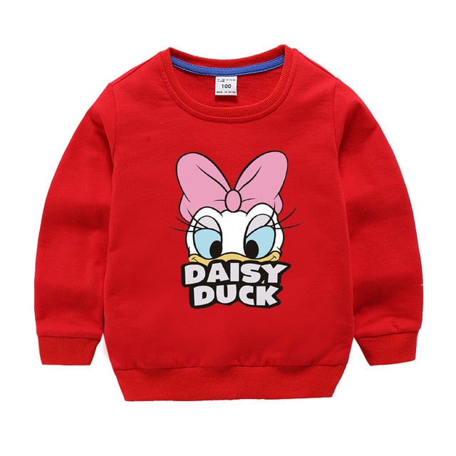 Jargazol Baby Girl Clothes  Autumn Winter Fleece Sweatshirt Cartoon Duck Printed Todder Boy Tops Children Cotton Kids Shirt