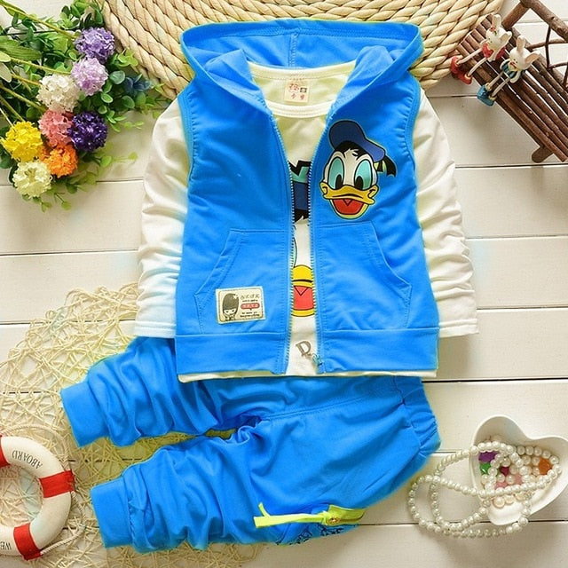 Boys Clothes Suits Cartoon Donald Duck Baby Kids Boys Outerwear Hoodie Jacket Baby Sport Boys Clothing Sets Suits