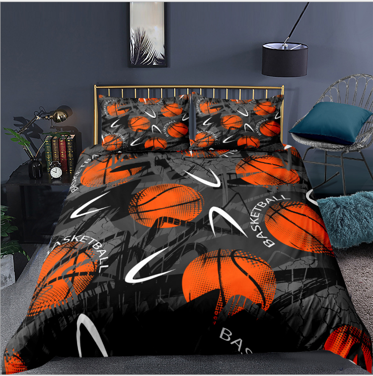 3D digital printing three piece quilt cover for sports basketball and football bedding