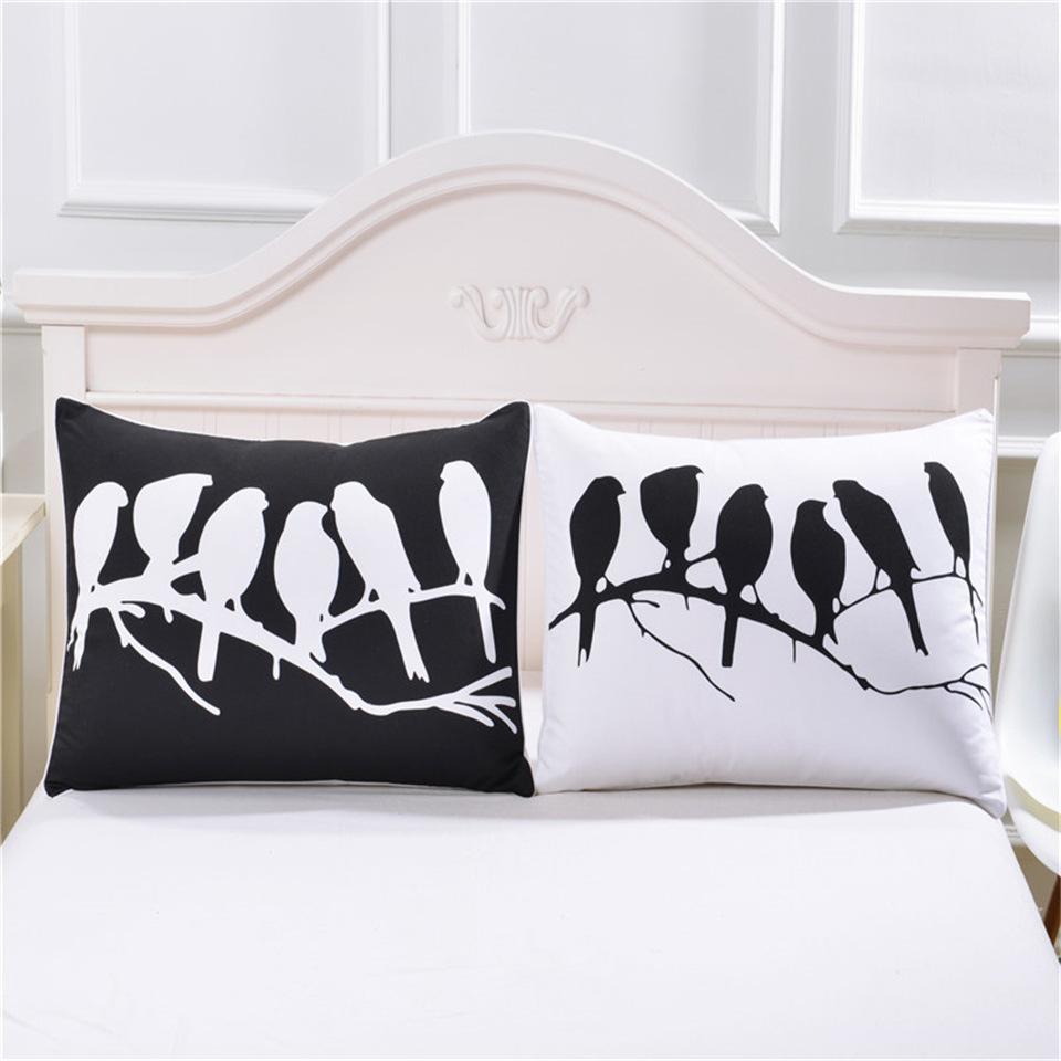 Bedding  Pillowcase Black and white bird 3D Print Pillow Case Pillow Bedding