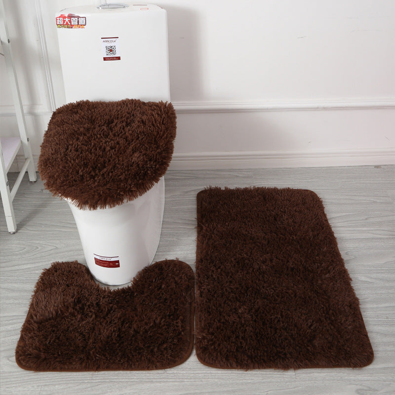 Modern Minimalist Style Solid Color Toilet Bath Bathroom Three-Piece Combination Home Bathroom Floor Mat