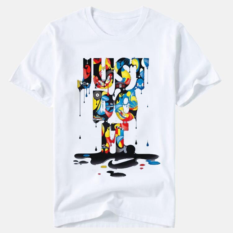 JUST DO IT Men's and Women's Round Neck Colorful Printed T-shirt