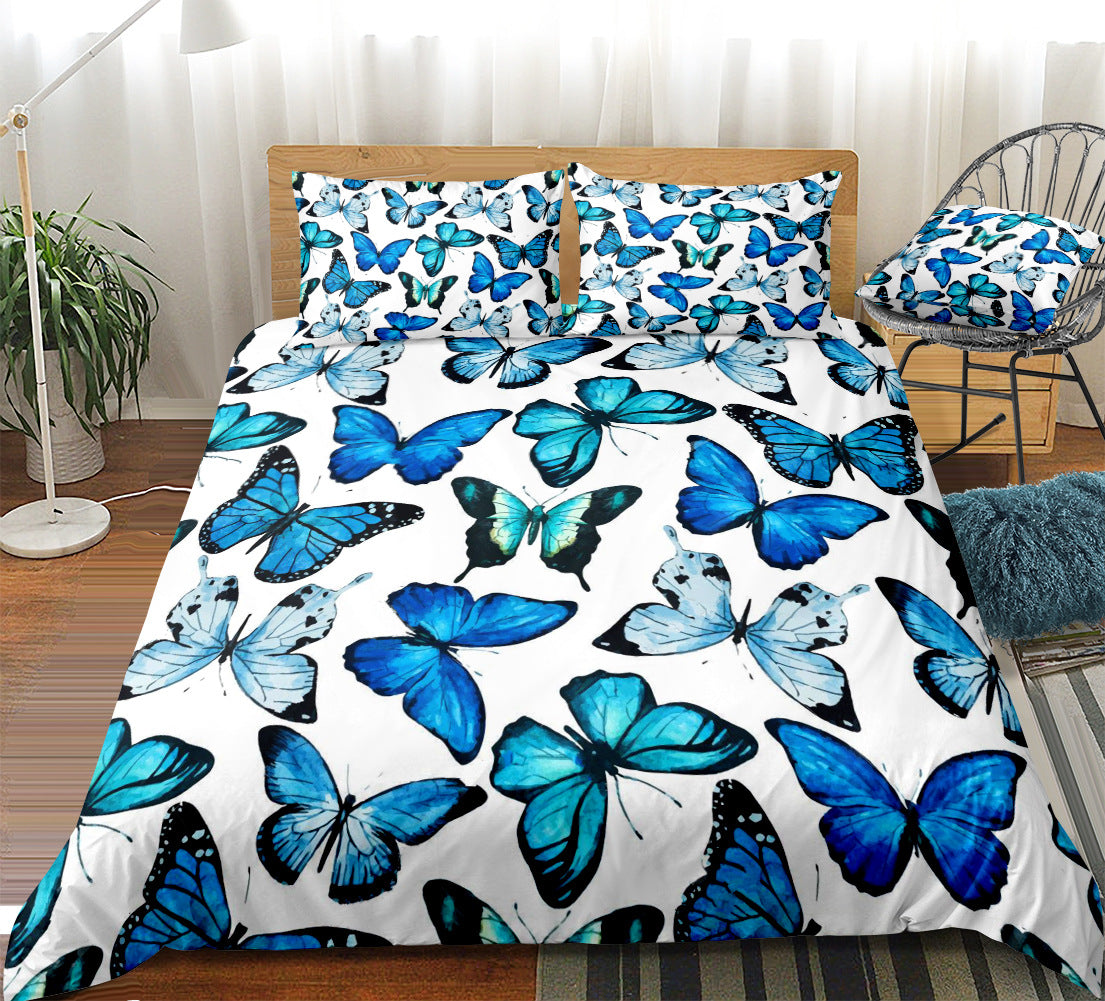 Home Textile Bedding Sheet Quilt Cover Pillowcase Butterfly Three or Four Piece Set