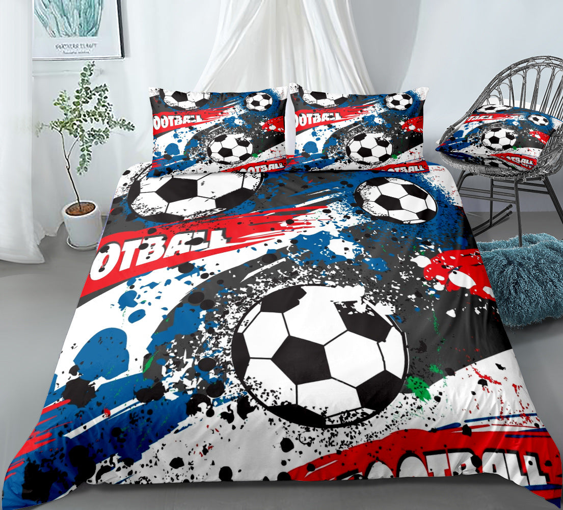 Football fireball pattern home textile bedding quilt cover pillowcase bed sheet three or four sets