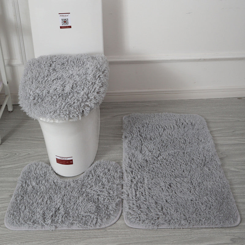 Modern Minimalist Style Solid Color Toilet Bath Bathroom Three-Piece Combination Home Bathroom Floor Mat