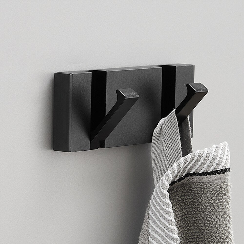 Folding Towel Hanger 2ways Installation Wall Hooks Coat Clothes Holder for Bathroom Kitchen Bedroom Hallway, Black Gold