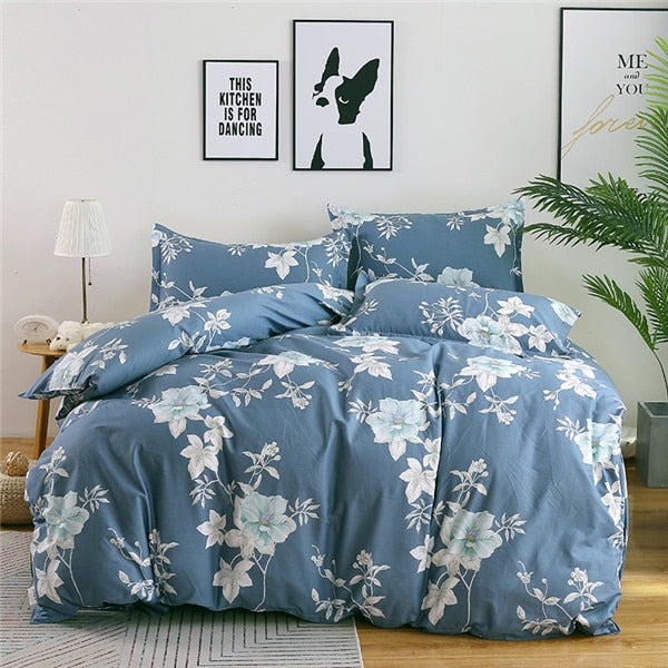 100% Cotton Nordic Style Bedding Set 4pcs Quilt Cover Geometric King Queen Twin Duvet Cover Bed sheet Fitted sheet Pillowcase