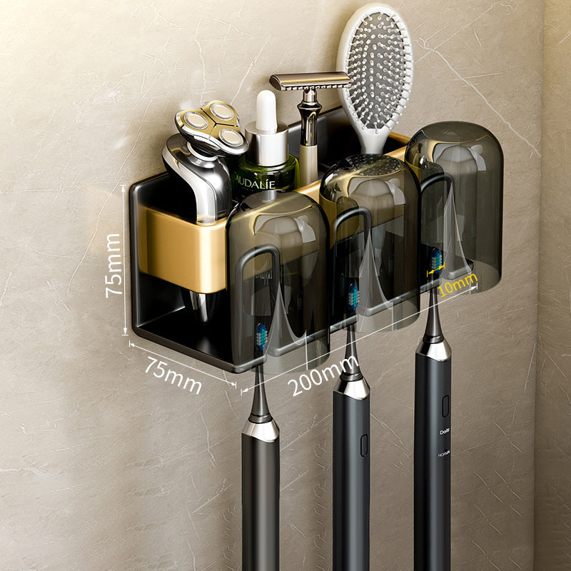 Toothbrush Shelf Bathroom Non-Perforated Mouthwash Cup Tooth Cup Wall-Mounted Storage Rack Electric Toothbrush Shelf