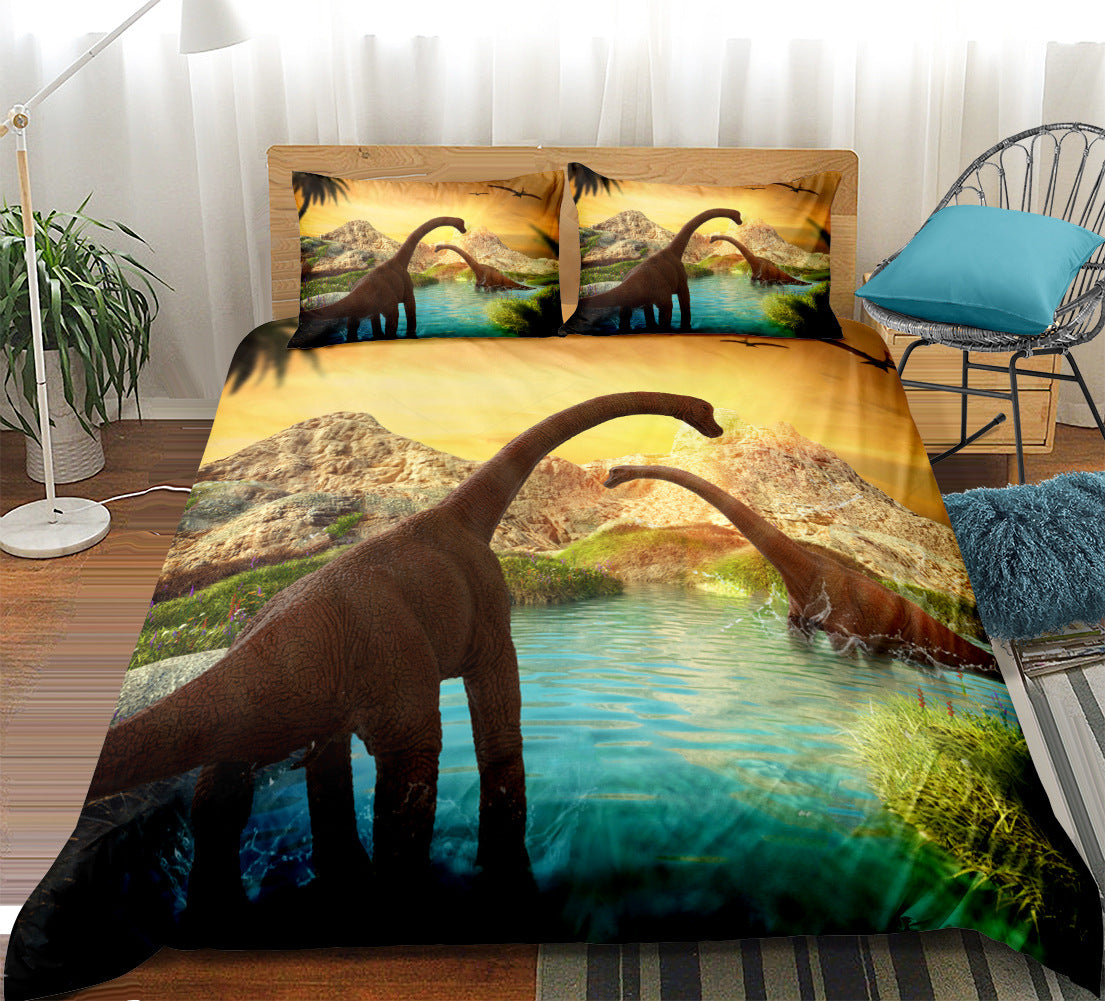 3D Dinosaur Home Textile Jurassic Pattern Sheet Quilt Cover Pillow Cover Three or Four Piece Sets