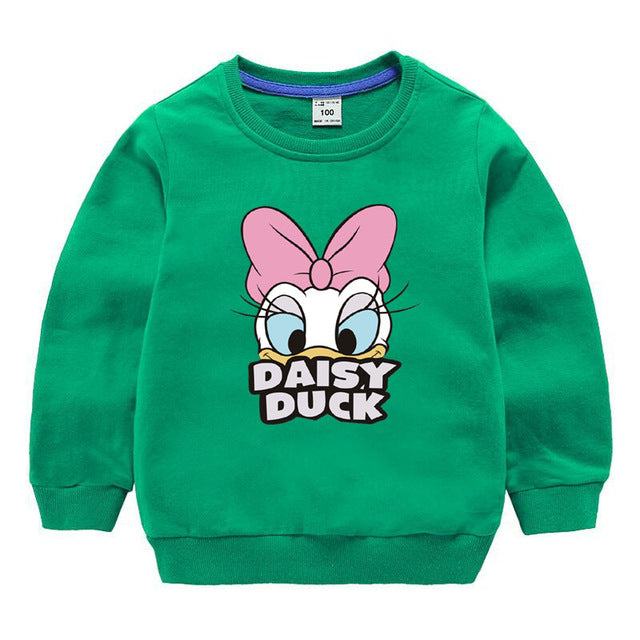 Jargazol Baby Girl Clothes  Autumn Winter Fleece Sweatshirt Cartoon Duck Printed Todder Boy Tops Children Cotton Kids Shirt