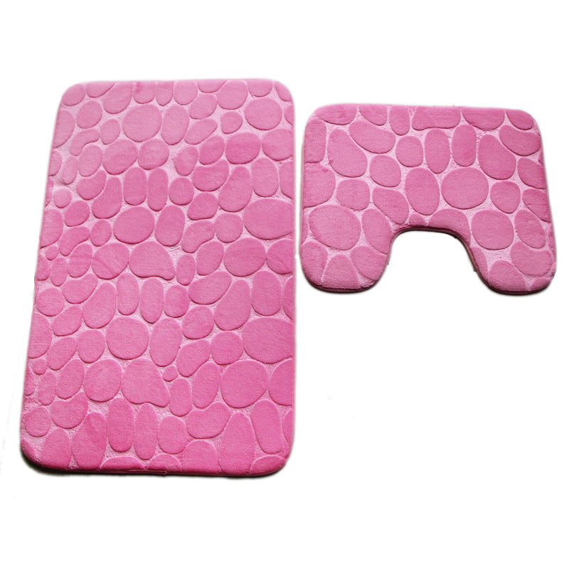 Embossed Stone Two-Piece Bathroom Toilet Floor Mat PVC Non-Slip Absorbent Carpet Door Mat