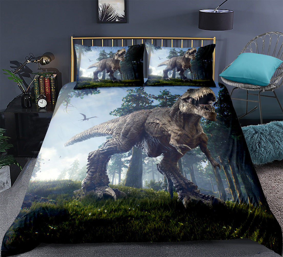 3D Dinosaur Home Textile Jurassic Pattern Sheet Quilt Cover Pillow Cover Three or Four Piece Sets