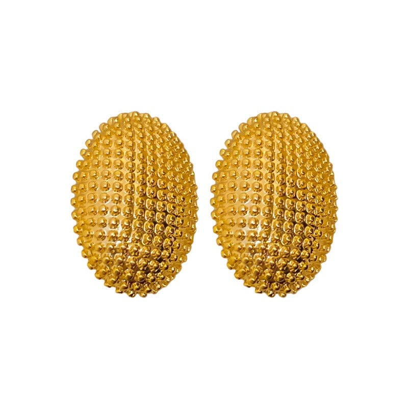 High-end metallic polka dot oval geometric fashion niche temperament earrings for women