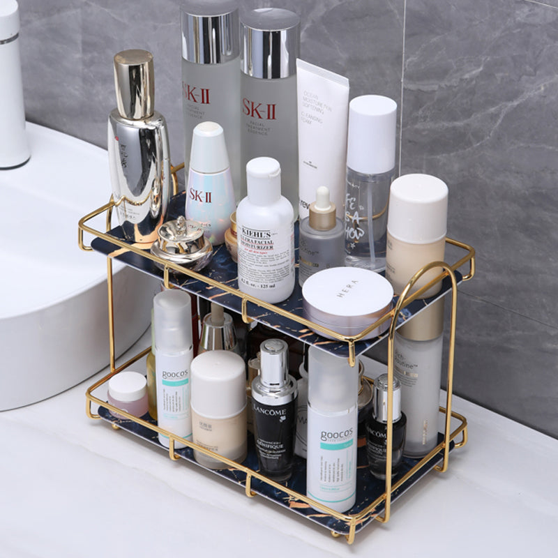 Bathroom Rack Desktop Cosmetic Storage Rack Golden Double-Layer Iron Finishing Organizer