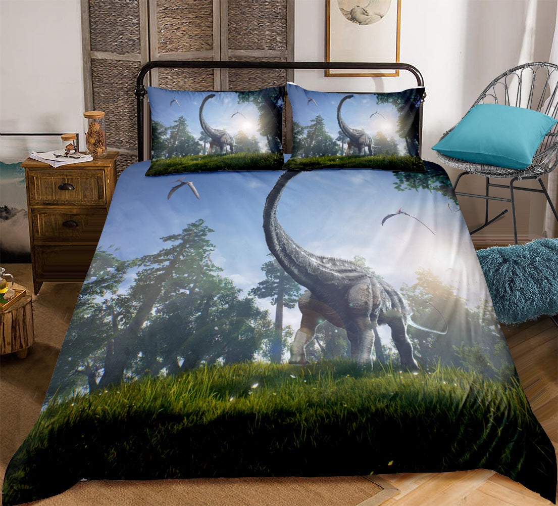 3D Dinosaur Home Textile Jurassic Pattern Sheet Quilt Cover Pillow Cover Three or Four Piece Sets