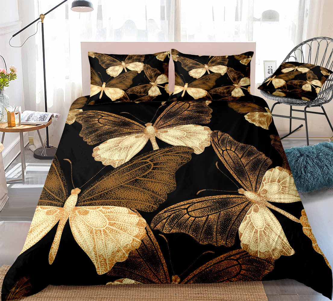 Home Textile Bedding Sheet Quilt Cover Pillowcase Butterfly Three or Four Piece Set