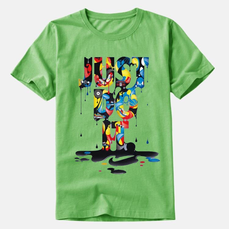 JUST DO IT Men's and Women's Round Neck Colorful Printed T-shirt