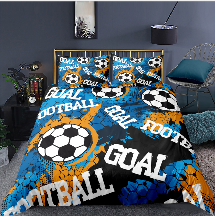 3D digital printing three piece quilt cover for sports basketball and football bedding