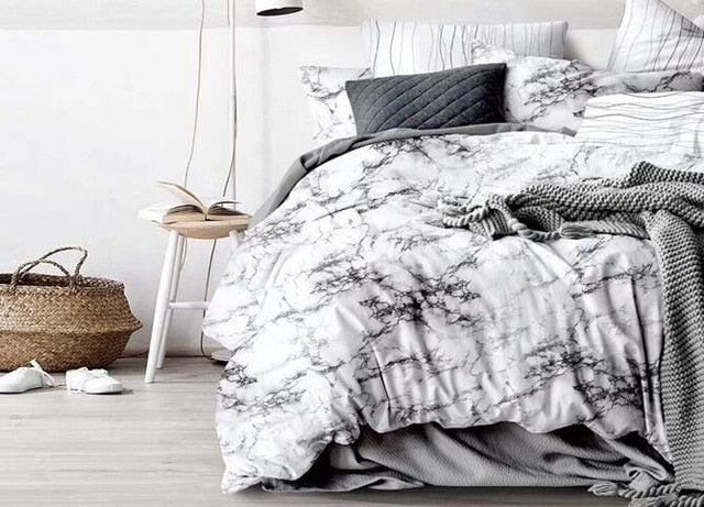 Modern Marble Printed Bedding Set Queen Size 2pcs/3pcs Duvet Cover Set Bed Linen Quilt Cover