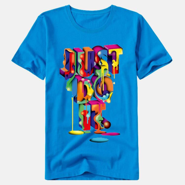 JUST DO IT Men's and Women's Round Neck Colorful Printed T-shirt