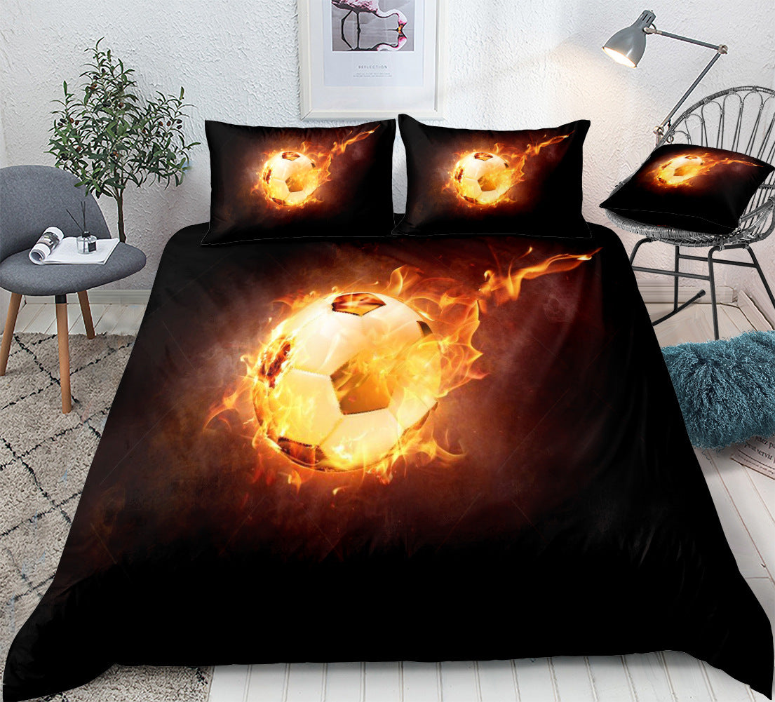 Football fireball pattern home textile bedding quilt cover pillowcase bed sheet three or four sets