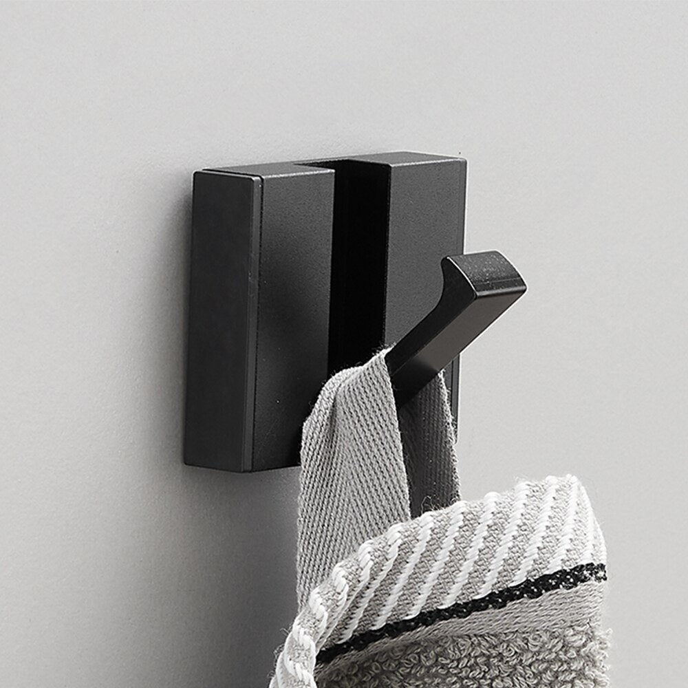 Folding Towel Hanger 2ways Installation Wall Hooks Coat Clothes Holder for Bathroom Kitchen Bedroom Hallway, Black Gold