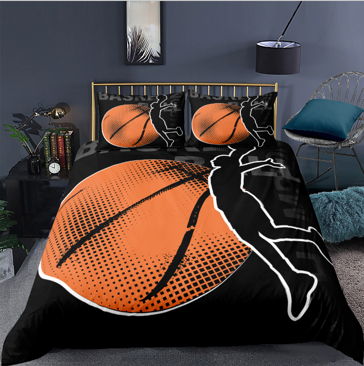 3D digital printing three piece quilt cover for sports basketball and football bedding