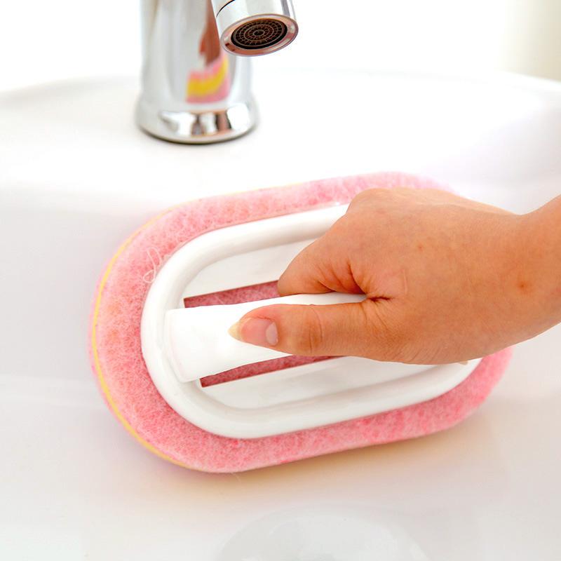 Kitchen Cleaning Bathroom Toilet Kitchen Glass Wall Cleaning Bath Brush Plastic Handle Sponge Bath Bottom