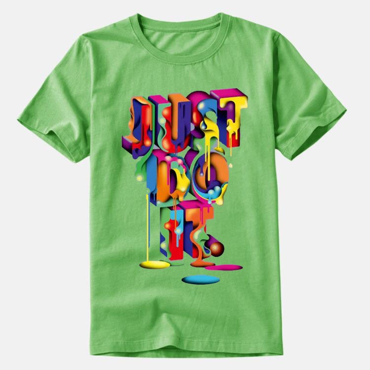 JUST DO IT Men's and Women's Round Neck Colorful Printed T-shirt