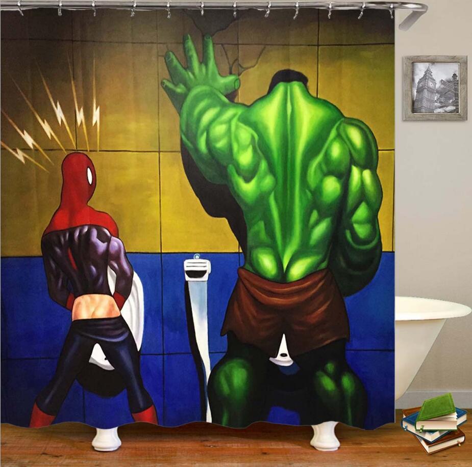 Cartoon Anime Spiderman 3D Shower Curtains Washable curtains for bathroom shower