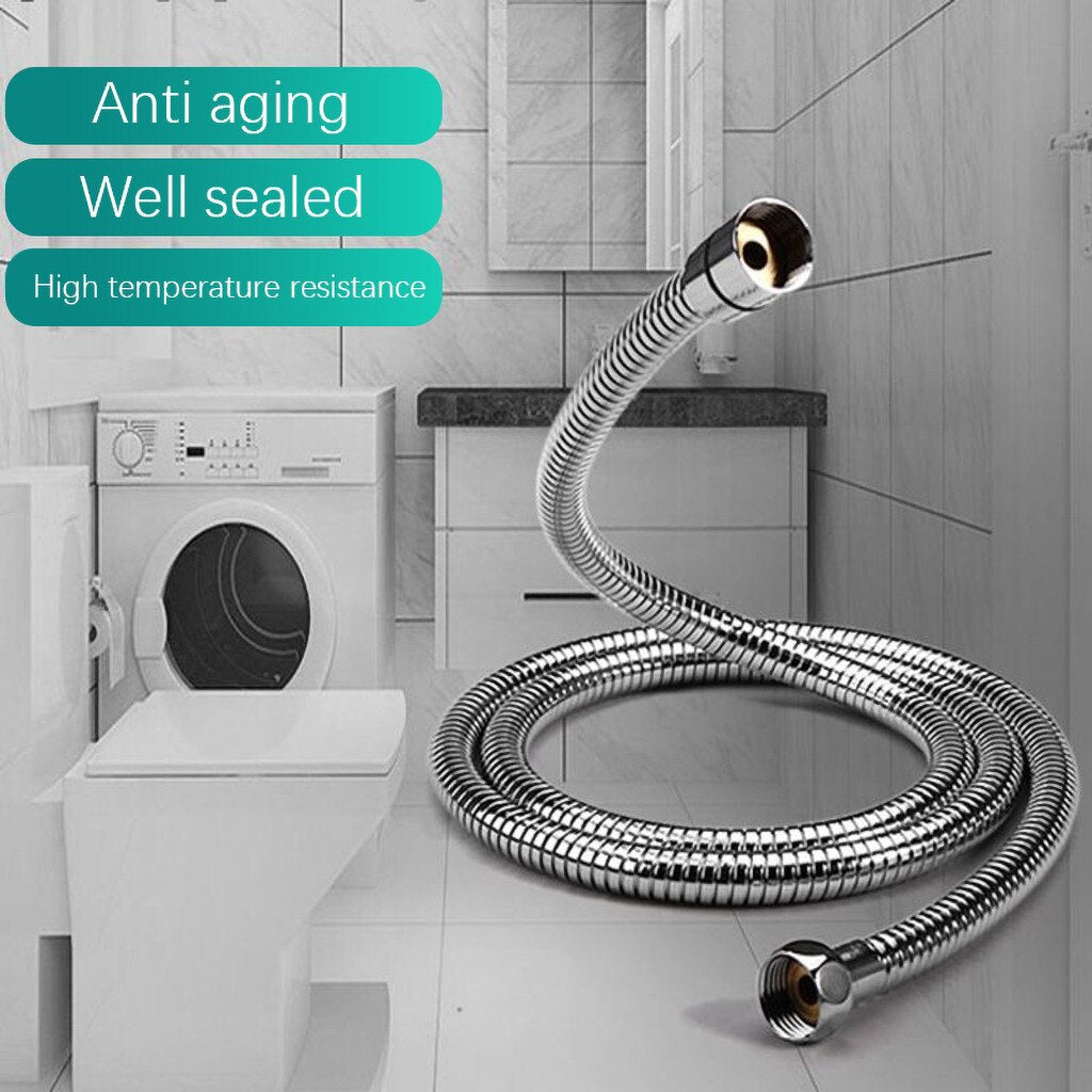 1.5m Stainless Steel Hose Bathroom Shower Head Hose Washer Non-rusting Water Flexible Shower Pipe Household Bathroom Accessories