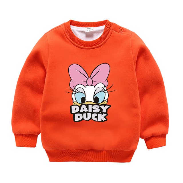 Jargazol Baby Girl Clothes  Autumn Winter Fleece Sweatshirt Cartoon Duck Printed Todder Boy Tops Children Cotton Kids Shirt