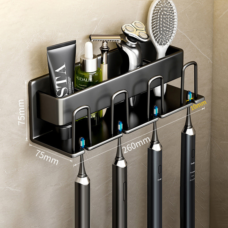 Toothbrush Shelf Bathroom Non-Perforated Mouthwash Cup Tooth Cup Wall-Mounted Storage Rack Electric Toothbrush Shelf