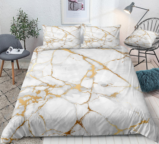 Marble Home Textile Smudged Quilt Cover Sheet Pillow Cover Three Piece Set