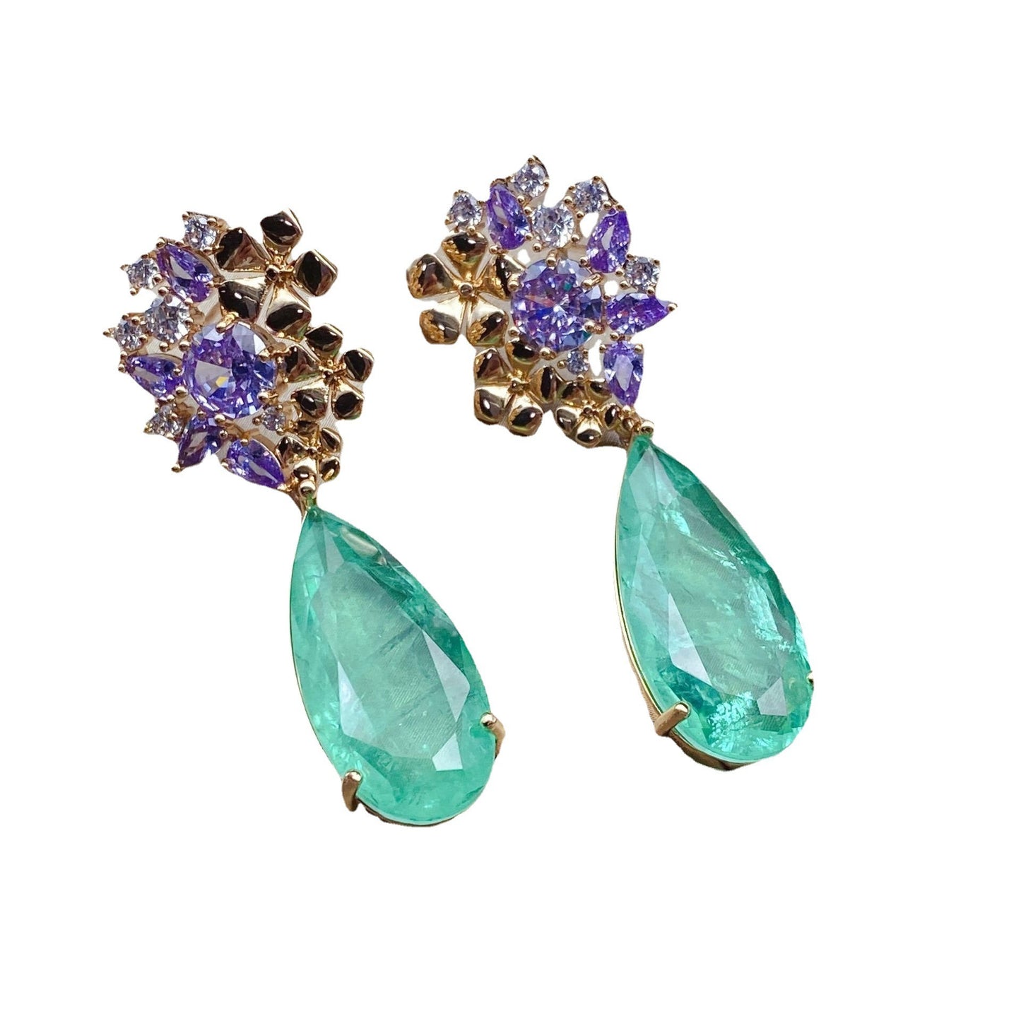 Heavy-duty micro-paved zircon earrings, original design, fashionable and versatile earrings