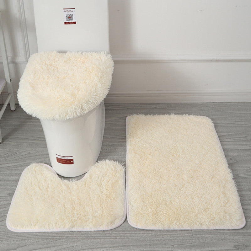 Modern Minimalist Style Solid Color Toilet Bath Bathroom Three-Piece Combination Home Bathroom Floor Mat