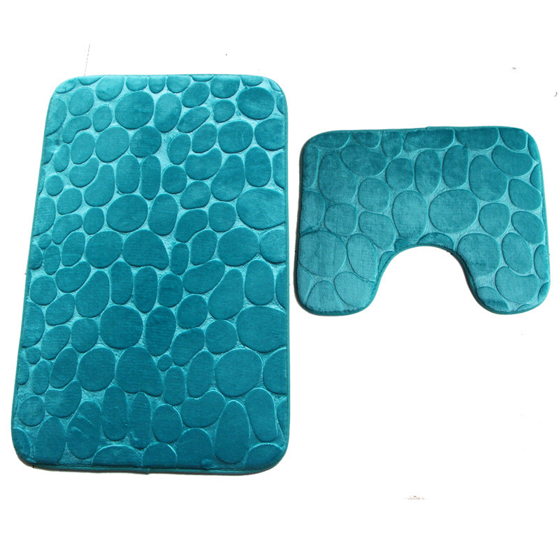 Embossed Stone Two-Piece Bathroom Toilet Floor Mat PVC Non-Slip Absorbent Carpet Door Mat