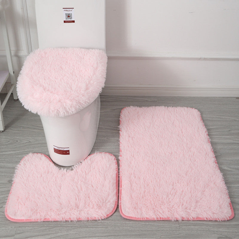 Modern Minimalist Style Solid Color Toilet Bath Bathroom Three-Piece Combination Home Bathroom Floor Mat