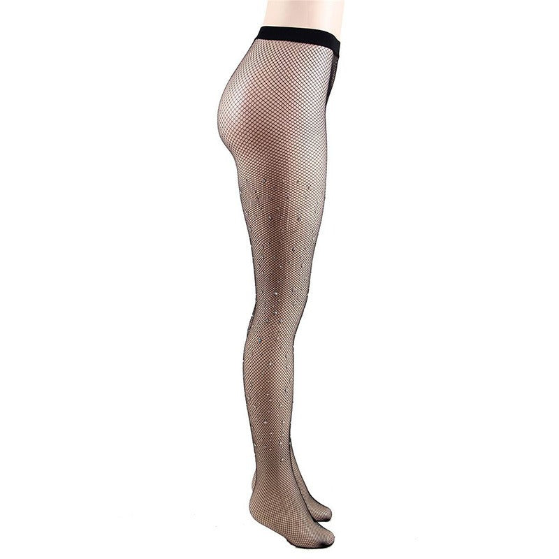 Thin core silk pantyhose with water diamond inlay and starry hot diamond adult silk stockings