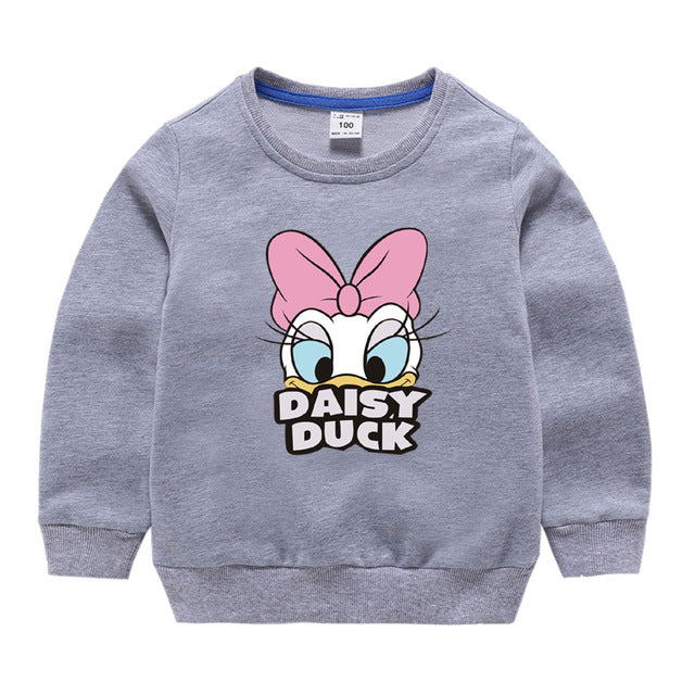 Jargazol Baby Girl Clothes  Autumn Winter Fleece Sweatshirt Cartoon Duck Printed Todder Boy Tops Children Cotton Kids Shirt