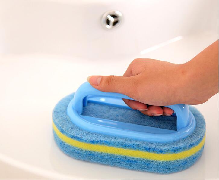 Kitchen Cleaning Bathroom Toilet Kitchen Glass Wall Cleaning Bath Brush Plastic Handle Sponge Bath Bottom