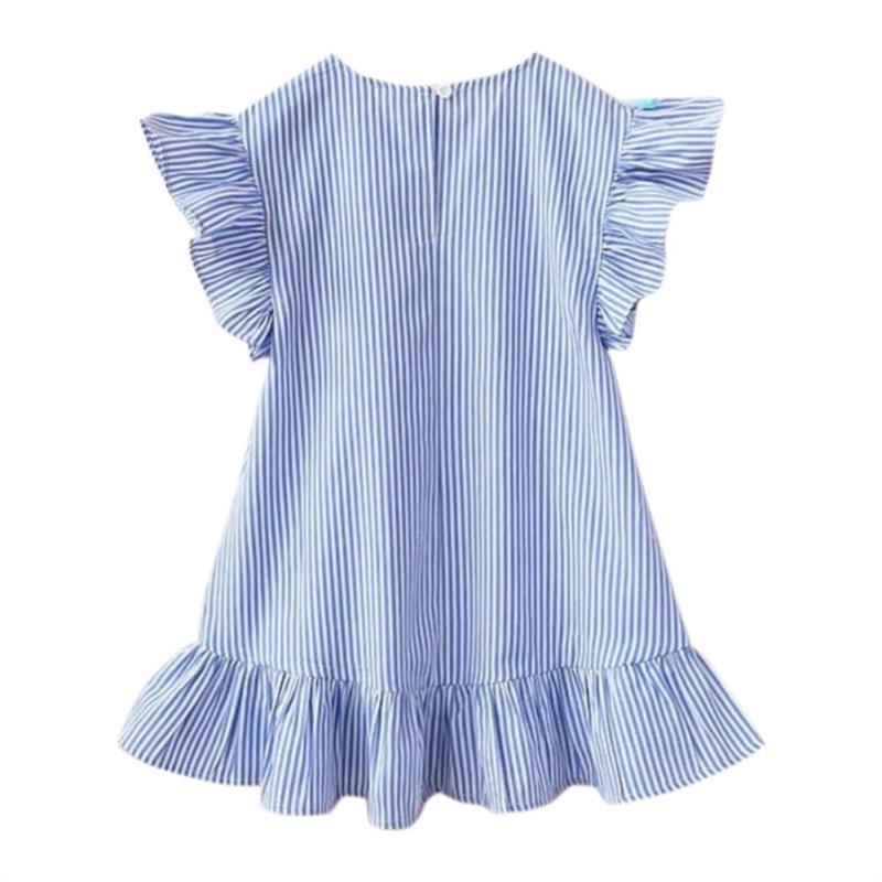 Summer Girls Tassel Flying Sleeve Dresses Stripe Cotton Cute Kids Party Dresses for Kids girls Princess Dress Tops Clothes