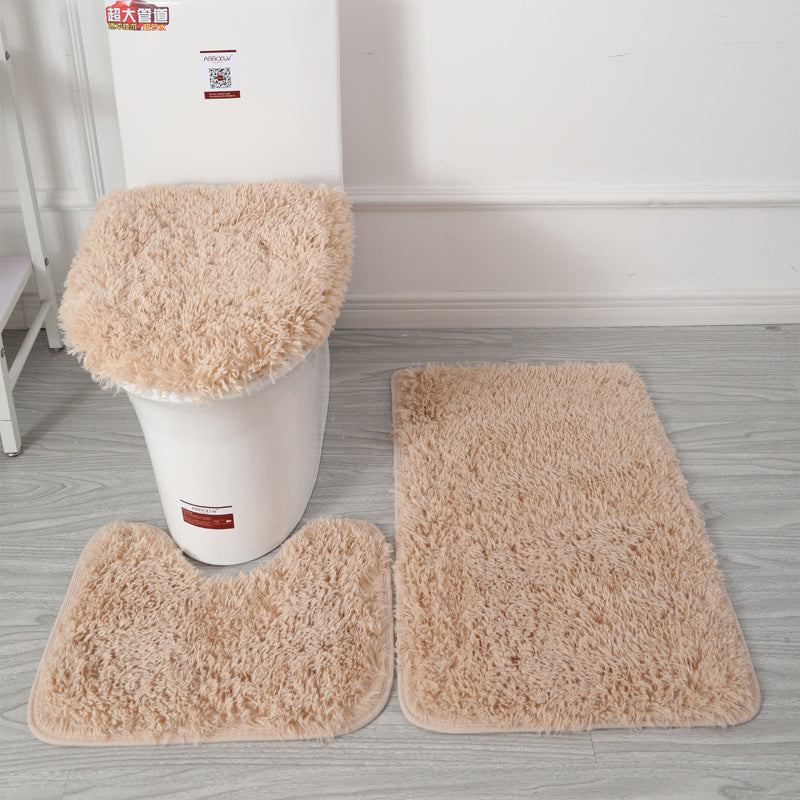 Modern Minimalist Style Solid Color Toilet Bath Bathroom Three-Piece Combination Home Bathroom Floor Mat